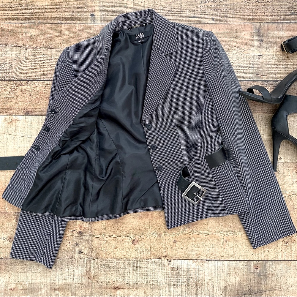 Belted Gray Blazer (Tiny Micro-Dot Pattern) - So … - image 3